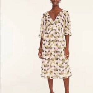 J.CREW Lurex® metallic threads chiffon midi dress in patchwork print sz 12